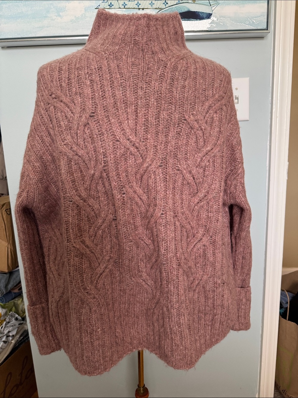 Vince Rose Cable-Knit Alpaca and wool Turtleneck Sweater